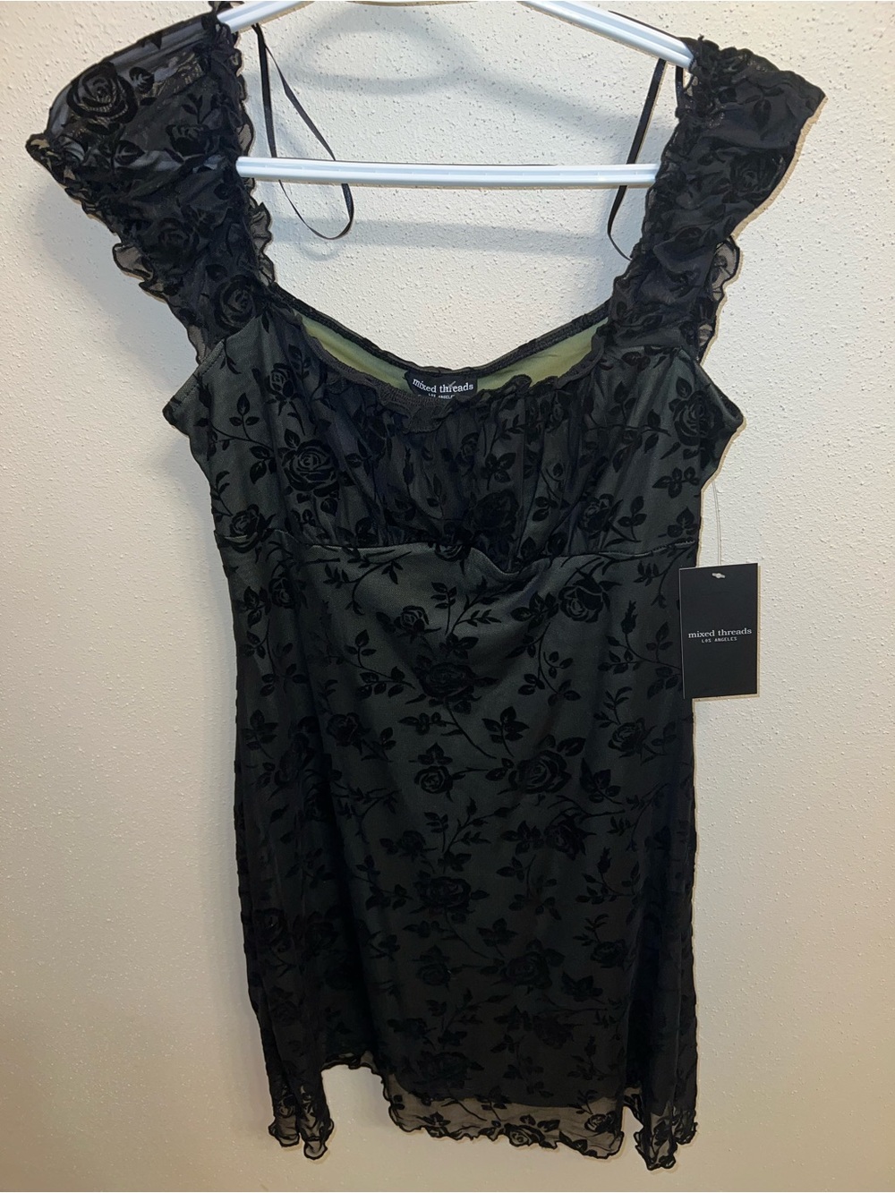 Mixed Threads Black Floral Velvet Burnout Dress